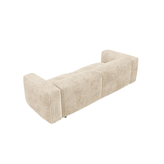 Canapé et pouf MICADONI Martina 3 places en velours côtelé beige clair