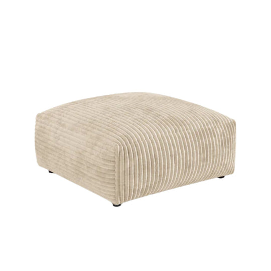 Canapé et pouf MICADONI Martina 3 places en velours côtelé beige clair
