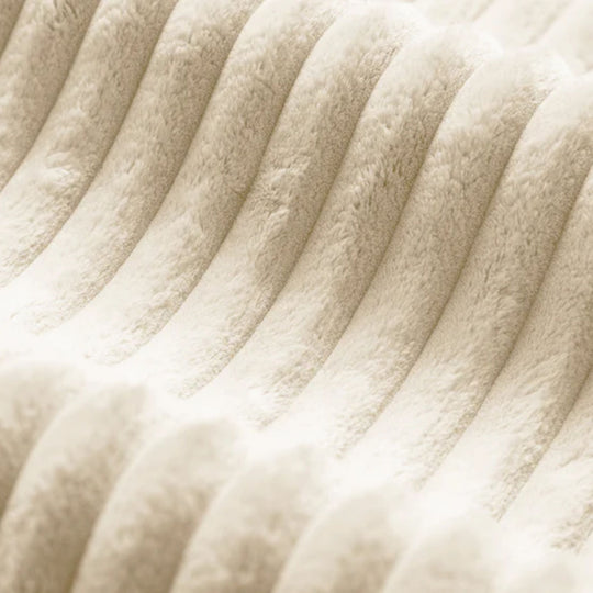 Canapé et pouf MICADONI Martina 3 places en velours côtelé beige clair
