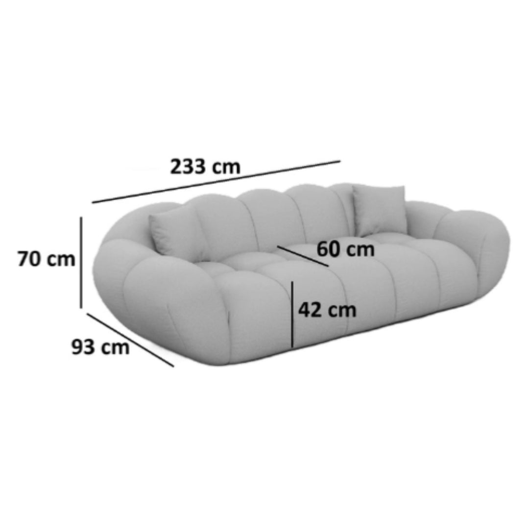 Canapé fixe LUSSO Sognio 3 places en tissu structuré anthracite