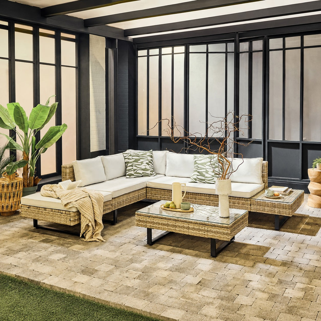 Salon de jardin d’angle SASHI 5 places avec table BESTMOBILIER