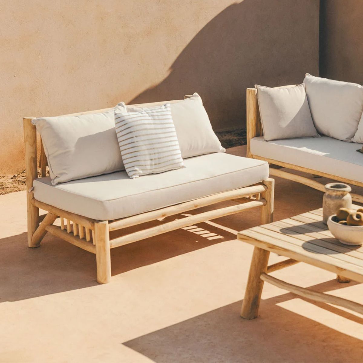 Canapé de jardin 2 places sans accoudoirs en bois de teck Narel SKLUM