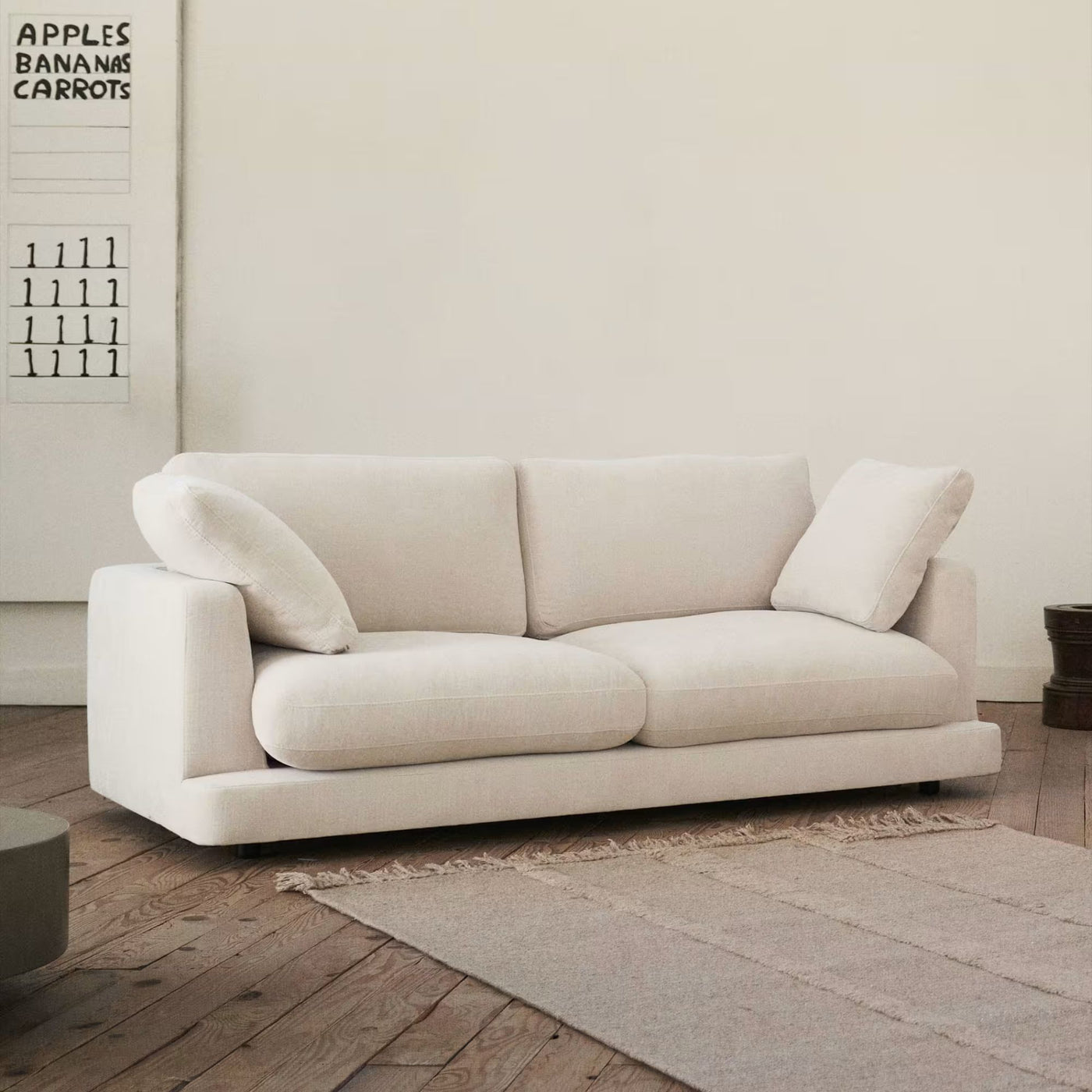 Canapé KAVE HOME Gala 3 places en chenille beige 210 cm