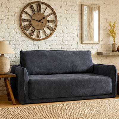 ALINEA Canapé 3 places convertible en tissu Eden - bleu marine