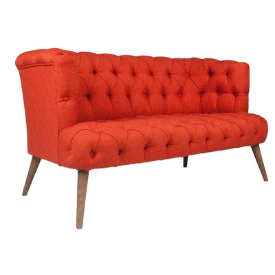 Canapé LES TENDANCES  2 places style Chesterfield en tissu rouge Wester 140 cm