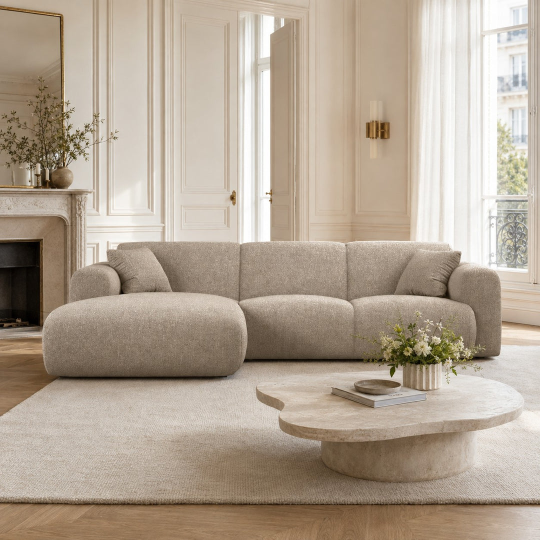 Canapé d'angle MICADONI Molino chenille beige foncé
