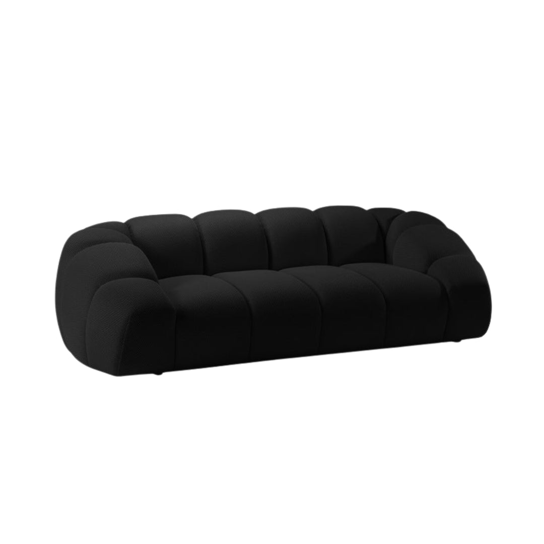 Canapé MICADONI Diana 3 places en tissu 3D noir