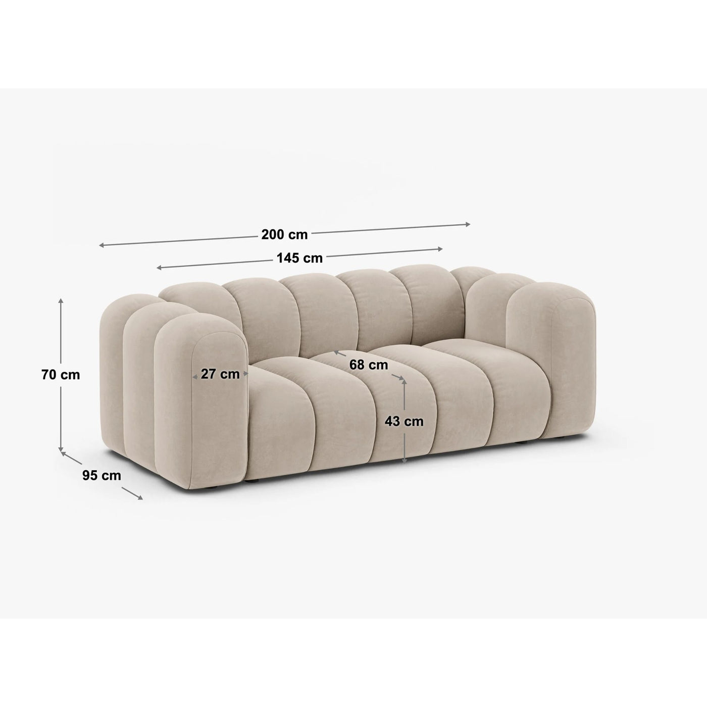 Canapé MICADONI Lupine 2 places en Velours Corail