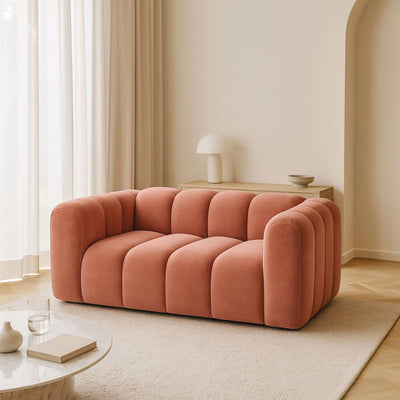 Canapé MICADONI Lupine 2 places en Velours Corail