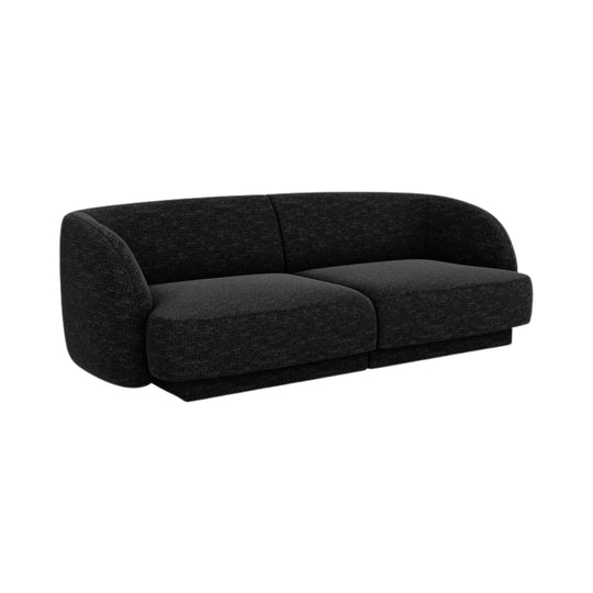 Canapé MICADONI Miley 2 places en tissu chenille noir