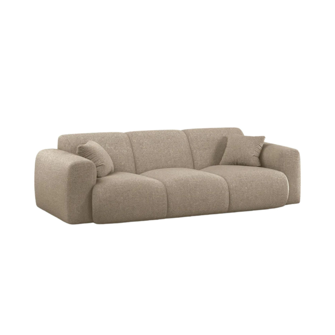 Canapé MICADONI Molino 3 places en tissu chenille beige foncé