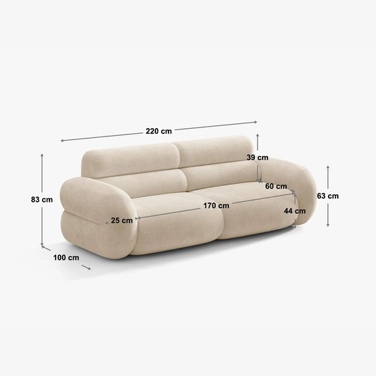 Canapé MICADONI Neo 3 places en tissu bouclé beige