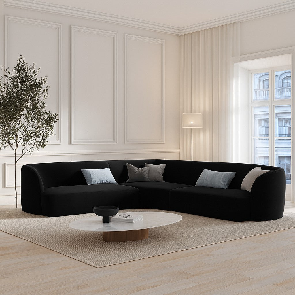 Canapé d'angle reversible 5 places MILEY Micadoni noir