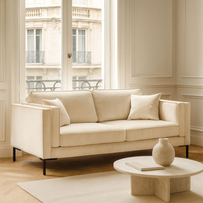 Canapé MILO CASA Luis 3 places en velours Beige