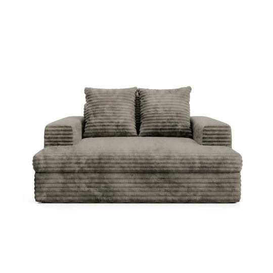 Canapé NAZAR HOME Camelia 2 places en velours côtelé épais taupe