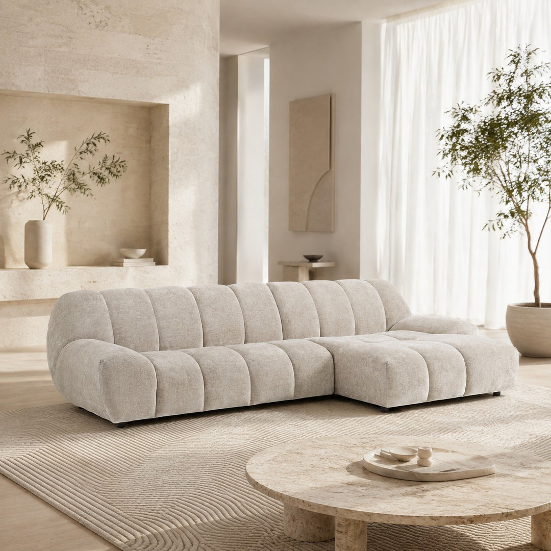 Canapé angle droit LA REDOUTE NURIA 4 places velours taupe