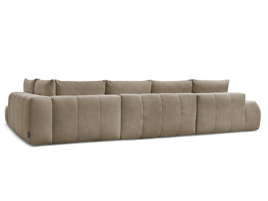 Canapé BOBOCHIC d'angle gauche panoramique convertible avec coffre EVEREST Taupe