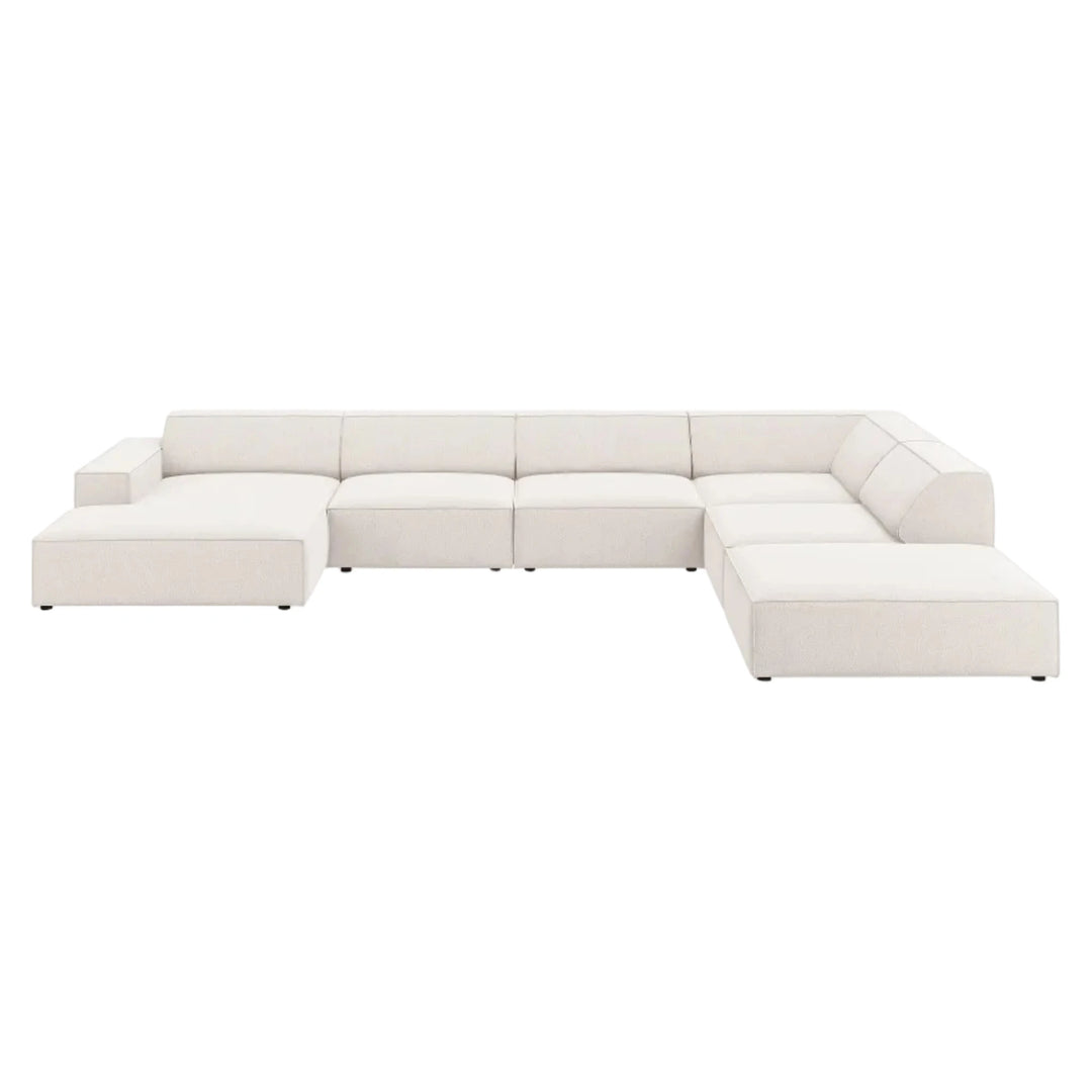 Canapé panoramique MICADONI Jodie 7 places en tissu beige