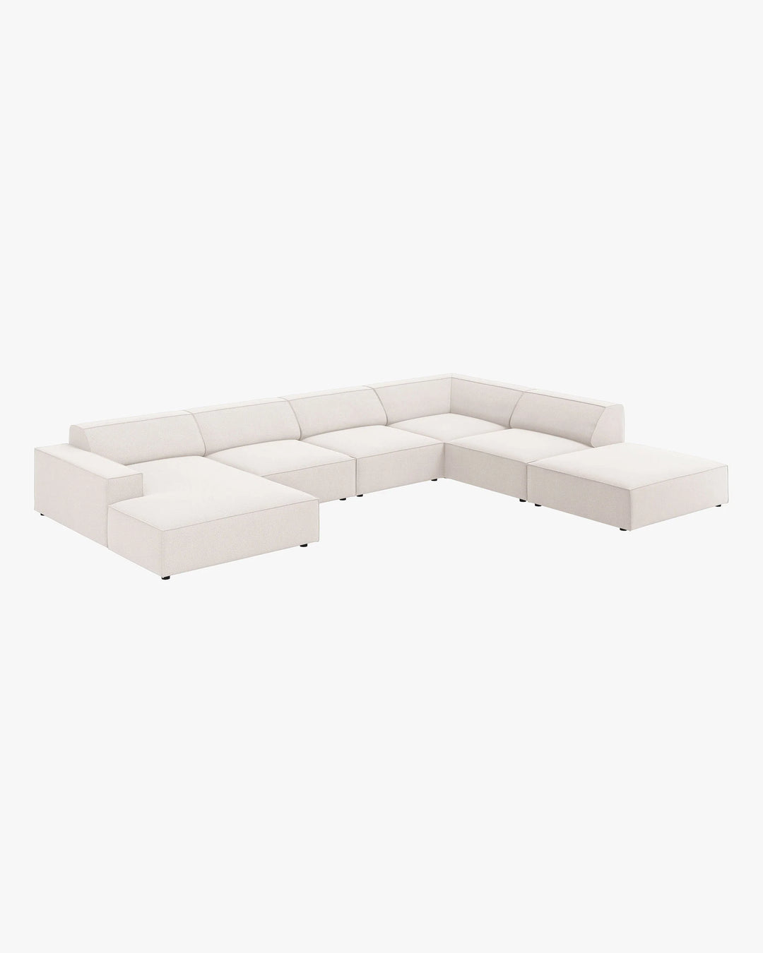 Canapé panoramique MICADONI Jodie 7 places en tissu beige