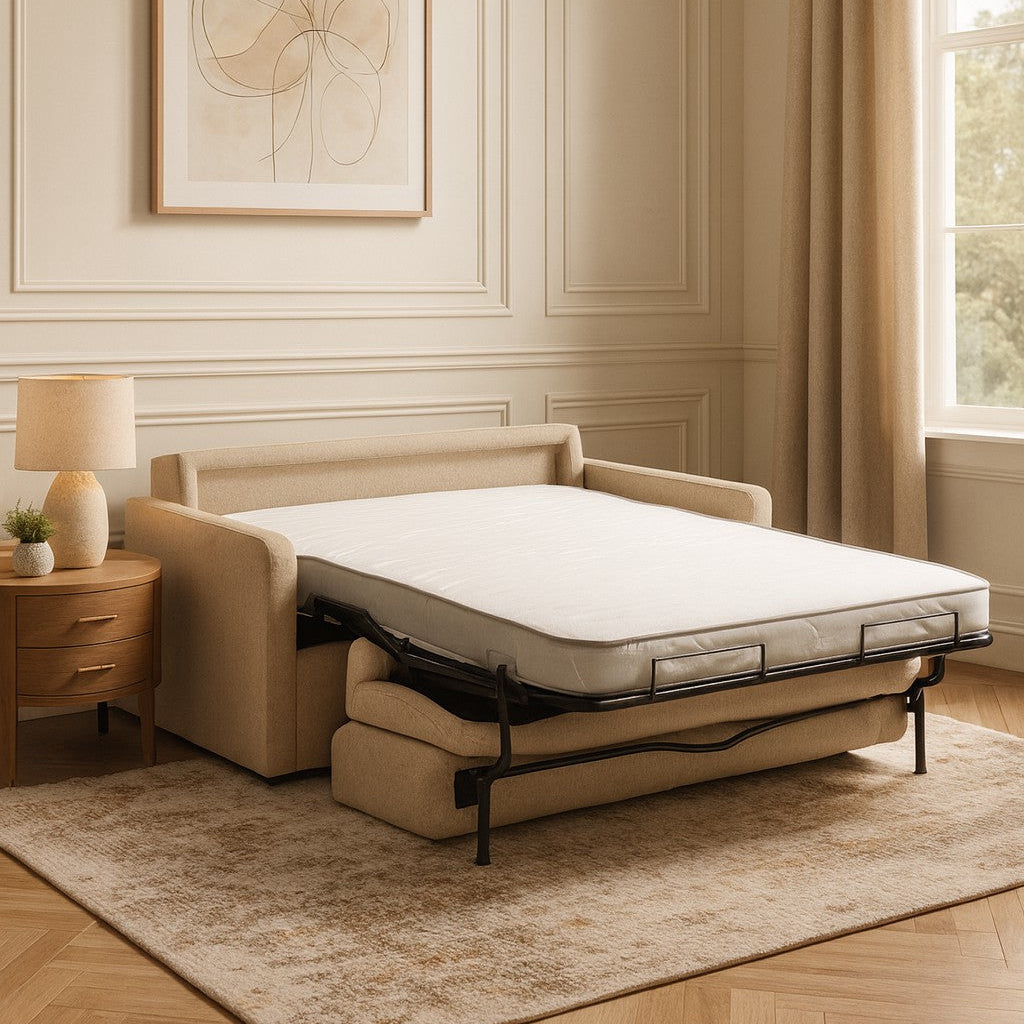 Canapé rapido 3 places en tissu Beige avec couchage 140x190cm