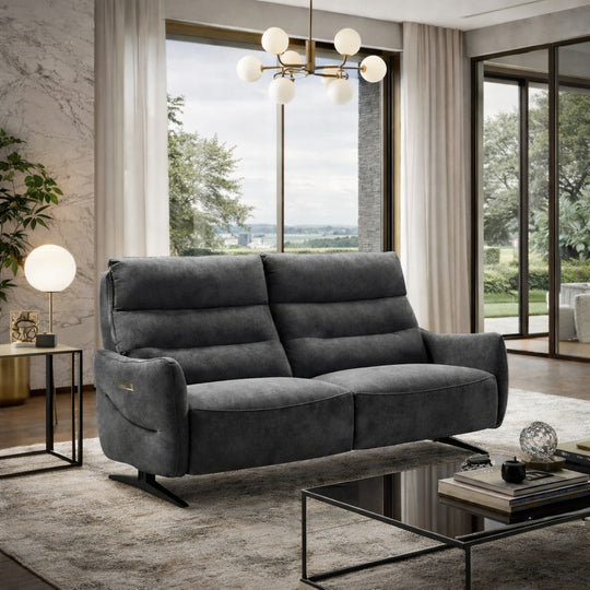 Canapé de relaxation electrique Chitra 3 places en microfibre Gris