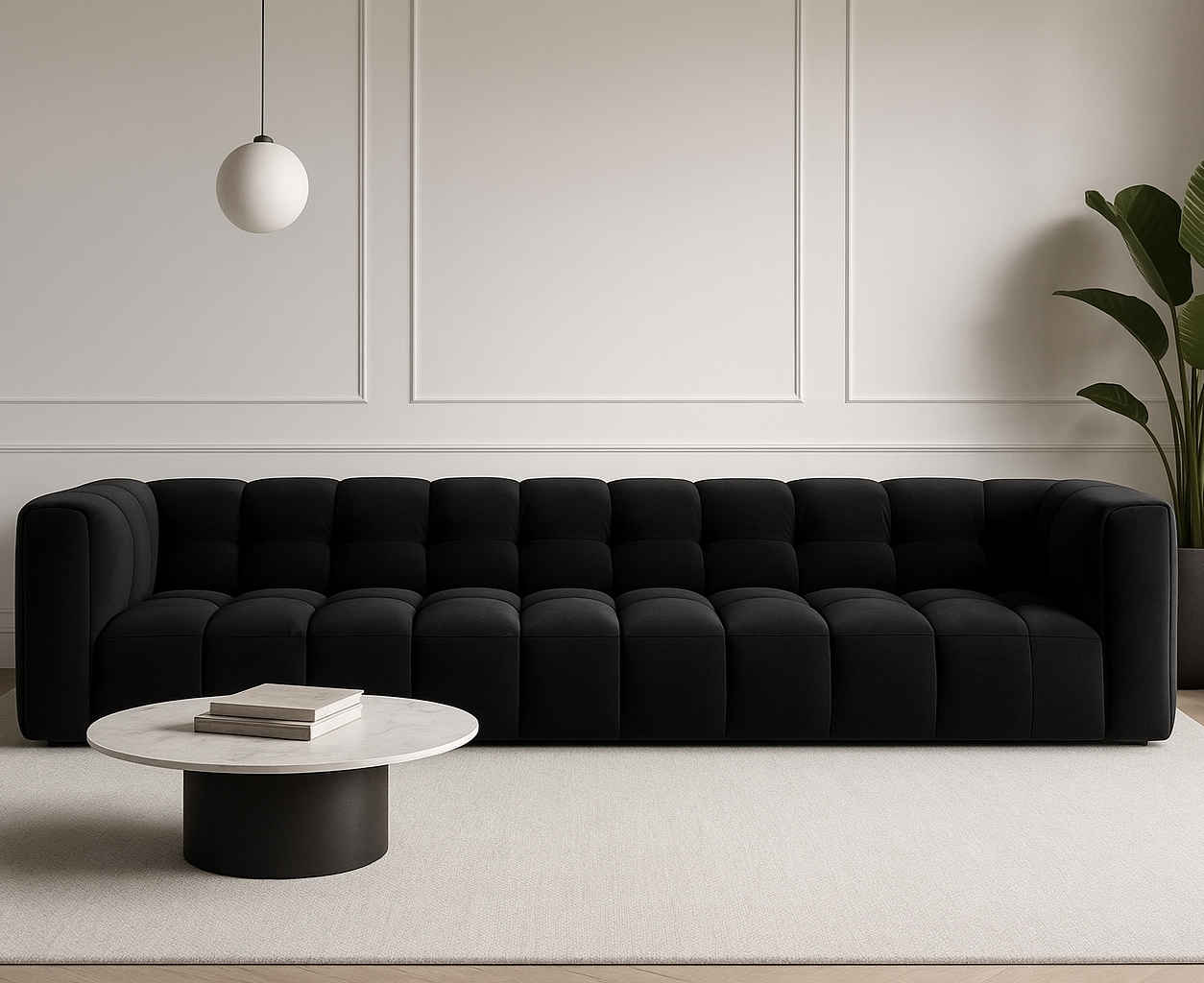 Canapé 4 places SERENA Micadoni 4 places velours noir