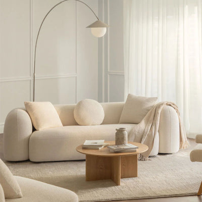 Canapé SKLUM Coco 3 places en tissu chenille épais Blanc