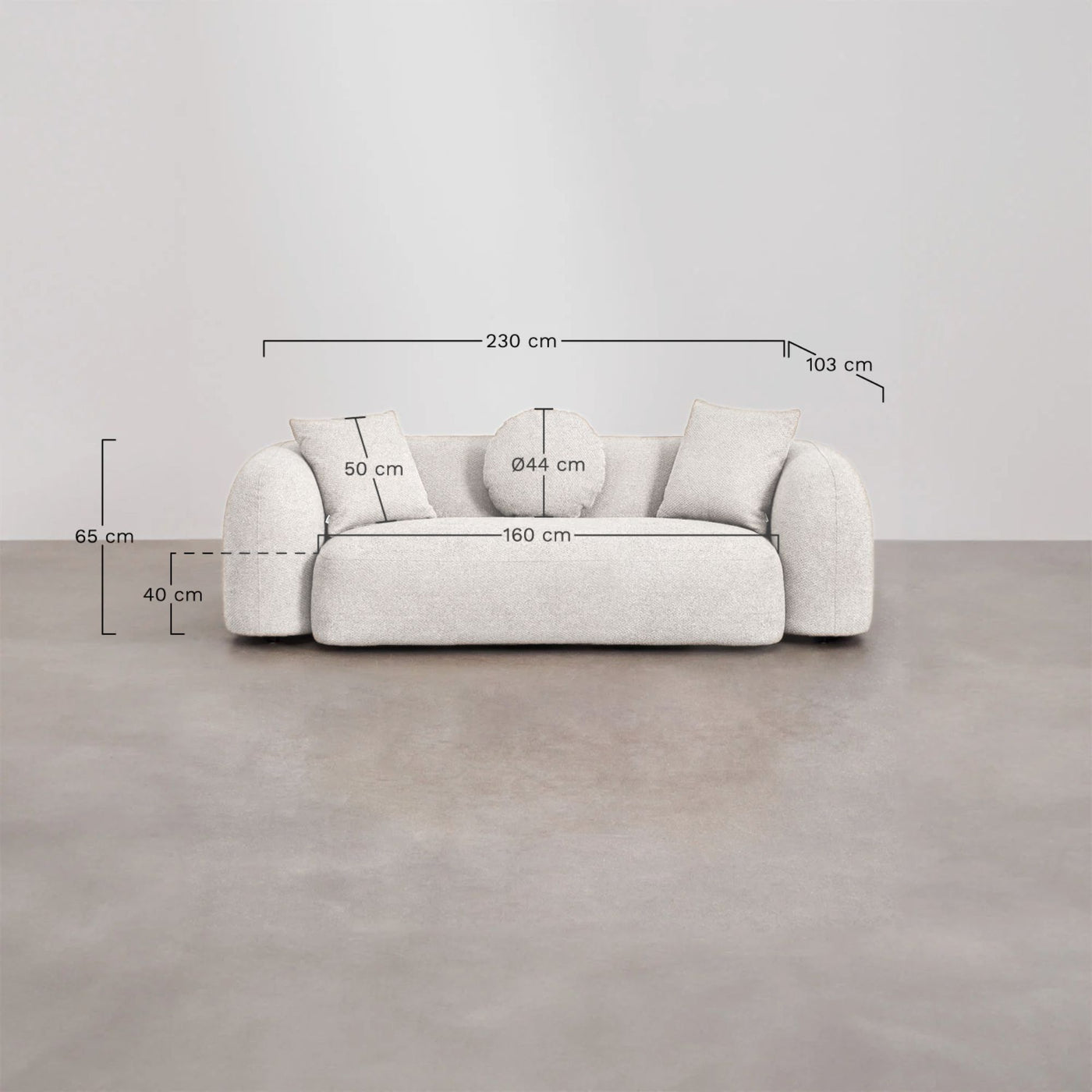 Canapé SKLUM Coco 3 places en tissu chenille épais Blanc