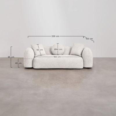 Canapé SKLUM Coco 3 places en tissu chenille épais Blanc