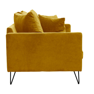 Canapé Villabon 3 places en velours jaune pieds epingle noir Drawer- Léger défaut