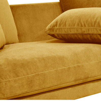 Canapé Villabon 3 places en velours jaune pieds epingle noir Drawer- Léger défaut