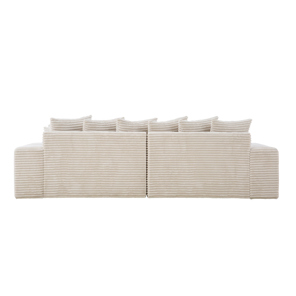 Canapé 4 places assise profonde en velours côtelé beige Cardiff packshot vue de dos
