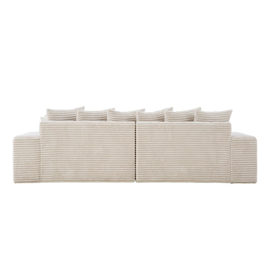 Canapé 4 places assise profonde en velours côtelé beige Cardiff packshot vue de dos