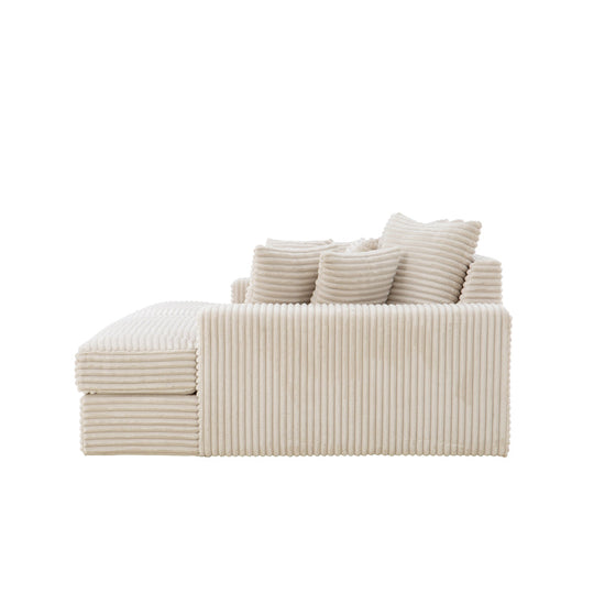 Canapé 4 places assise profonde en velours côtelé beige Cardiff packshot vue de profil