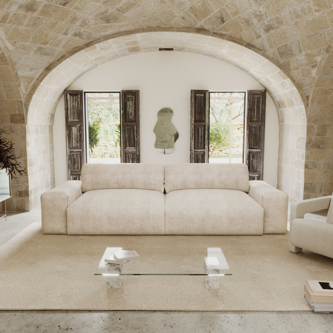Canapé fixe SIA HOME Bliss 3 places en velours crème — photo produit
