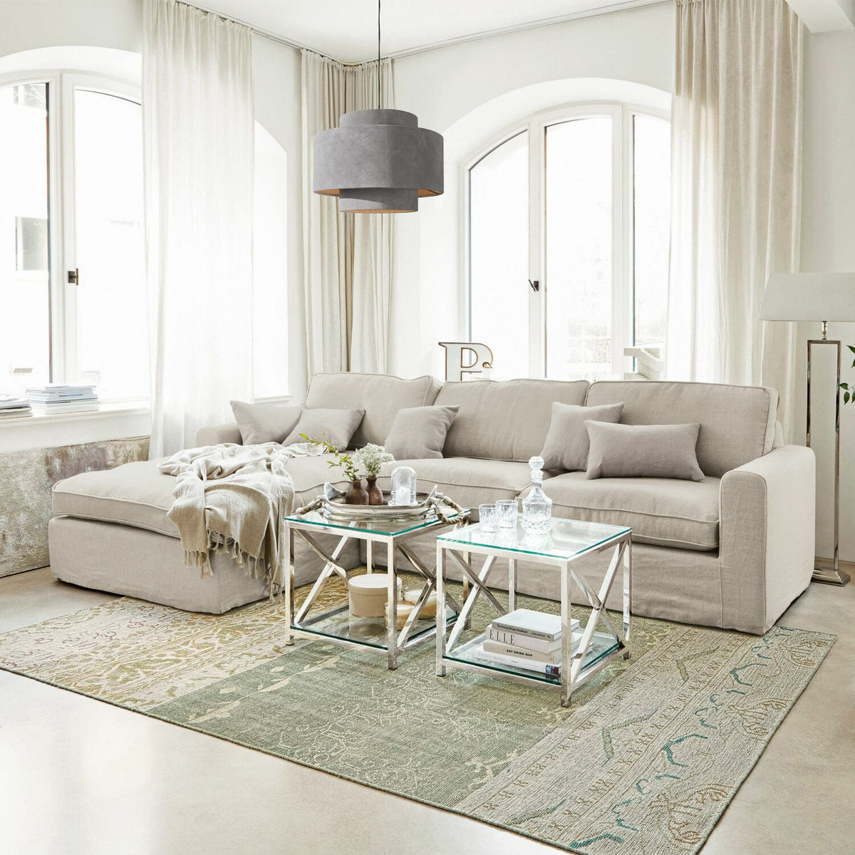 Canapé d'Angle Beige Seaford LOBERON — photo produit