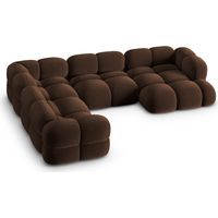 Canapé d'angle 5 places LORETTO velours chocolat — photo produit