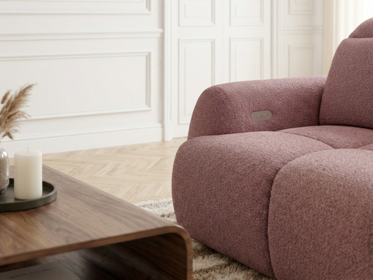 Canapé d'angle droit convertible BOBOCHIC Ruby chenille rouge — photo produit