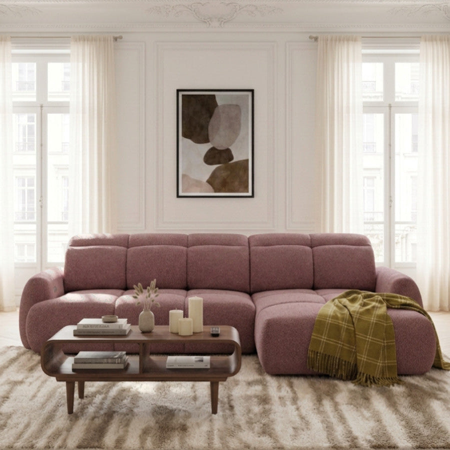 Canapé d'angle droit convertible BOBOCHIC Ruby chenille rouge — photo produit