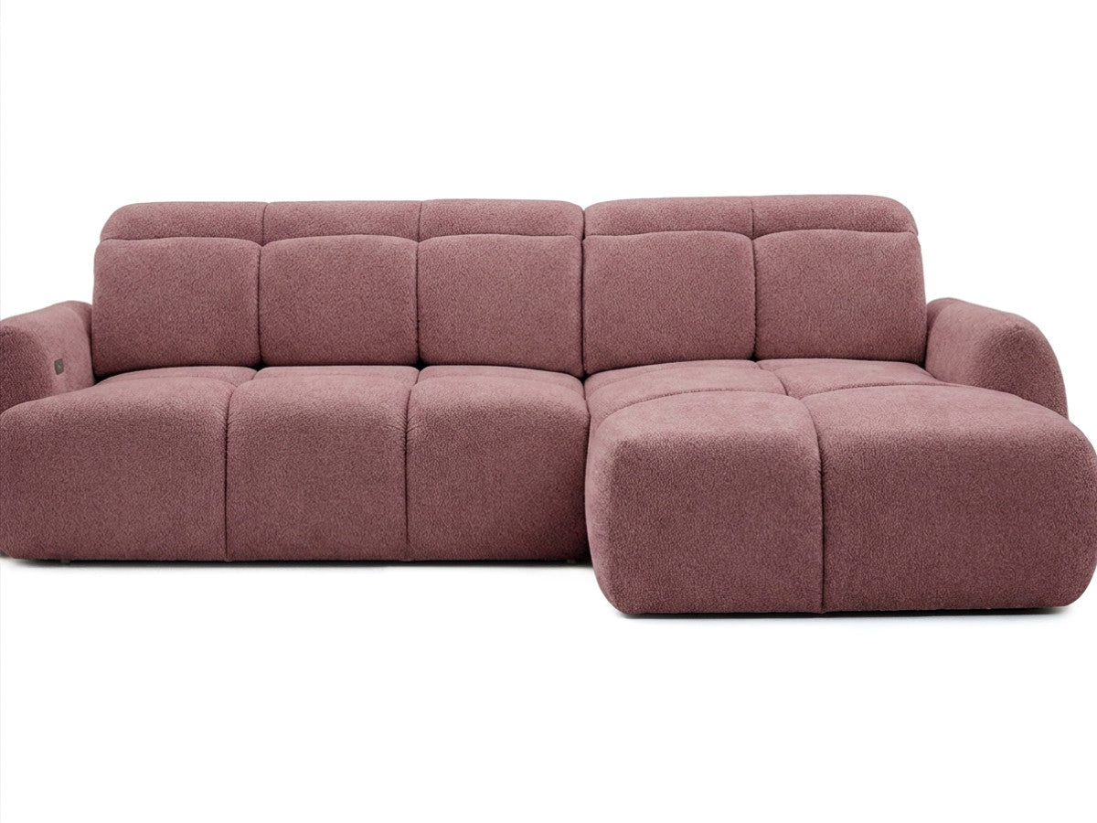 Canapé d'angle droit convertible BOBOCHIC Ruby chenille rouge — photo produit