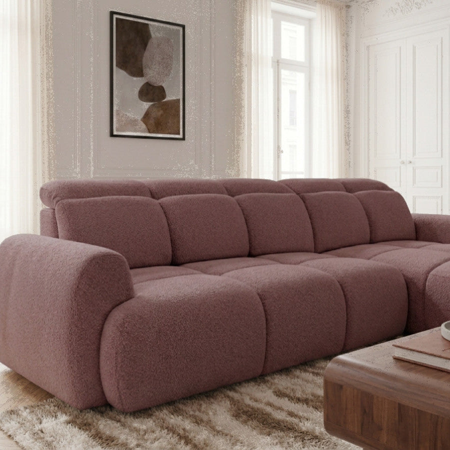 Canapé d'angle droit convertible BOBOCHIC Ruby chenille rouge — photo produit