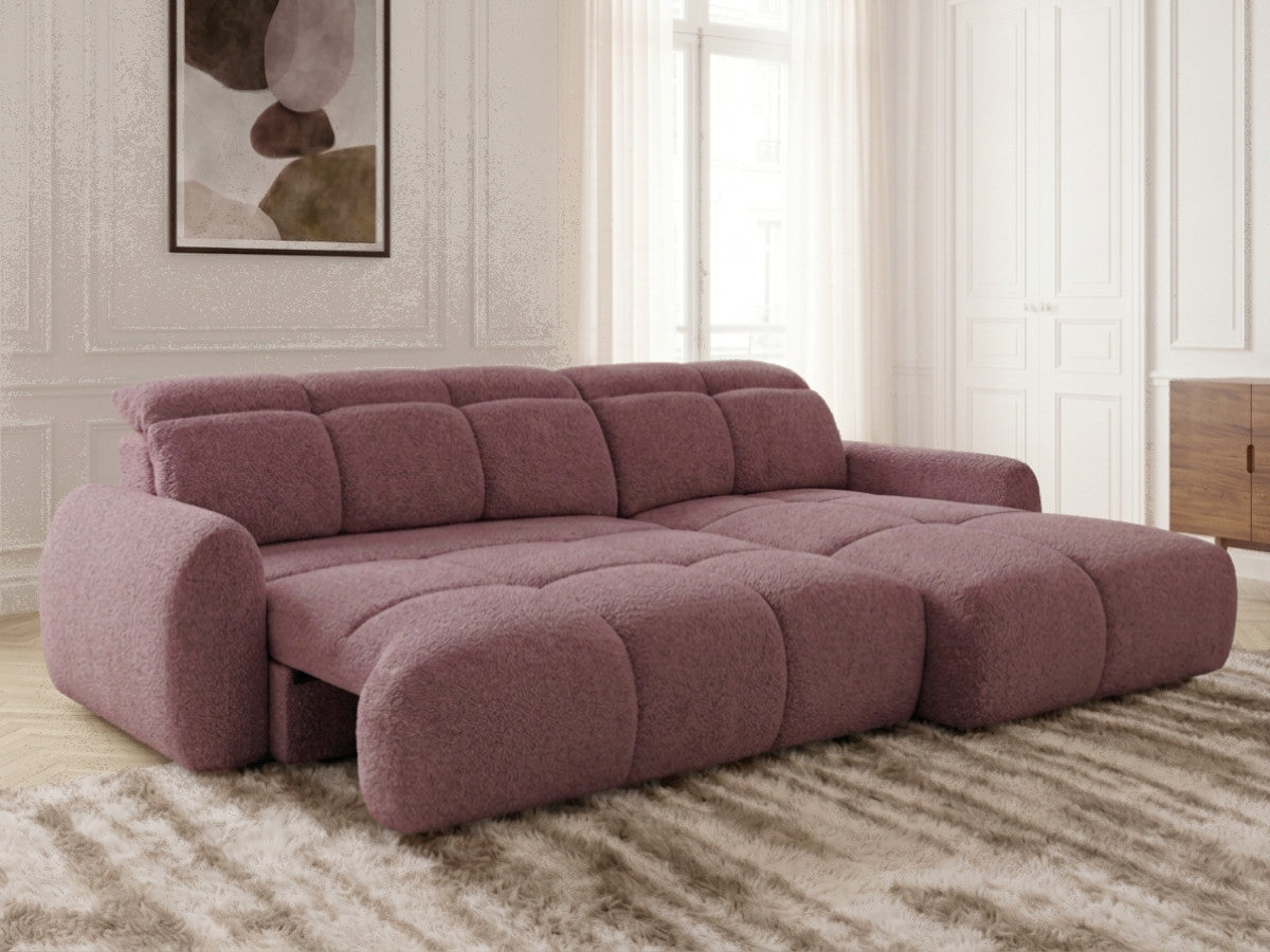 Canapé d'angle droit convertible BOBOCHIC Ruby chenille rouge — photo produit