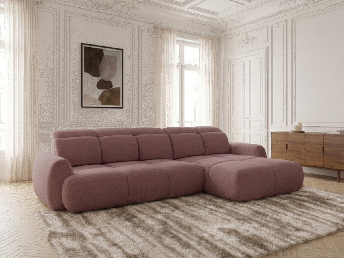 Canapé d'angle droit convertible BOBOCHIC Ruby chenille rouge — photo produit