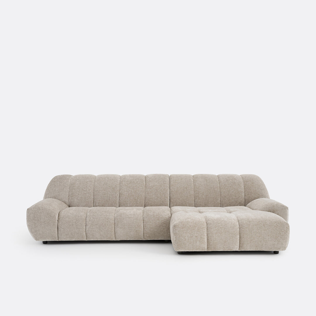Canapé angle droit LA REDOUTE NURIA 4 places velours taupe — photo produit