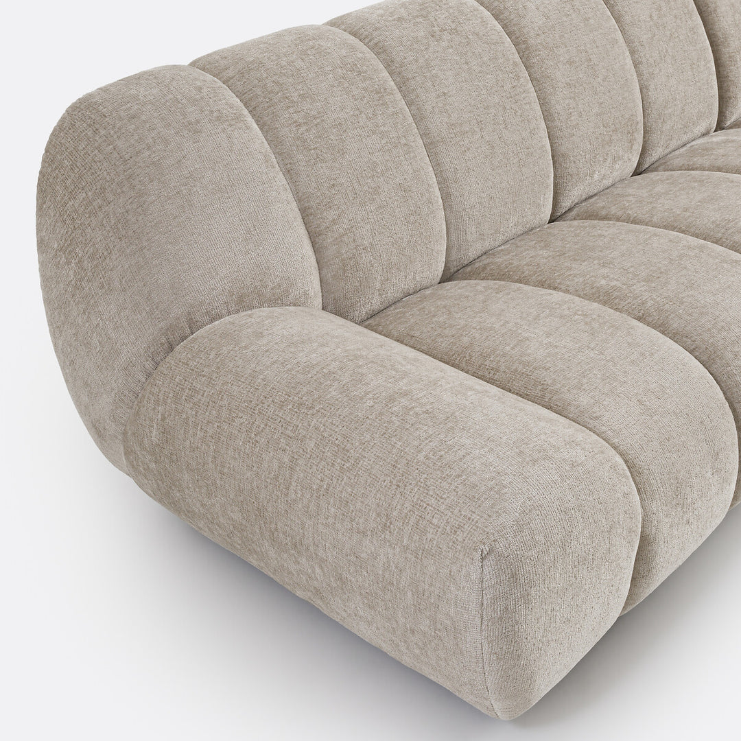 Canapé angle droit LA REDOUTE NURIA 4 places velours taupe — photo produit
