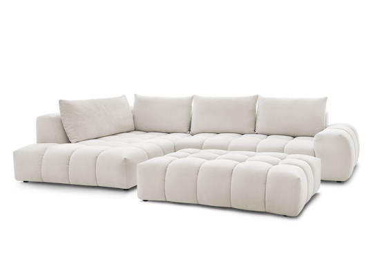 Canapé d'angle gauche EVEREST 4 coussins tissu texturé avec pouf — photo produit