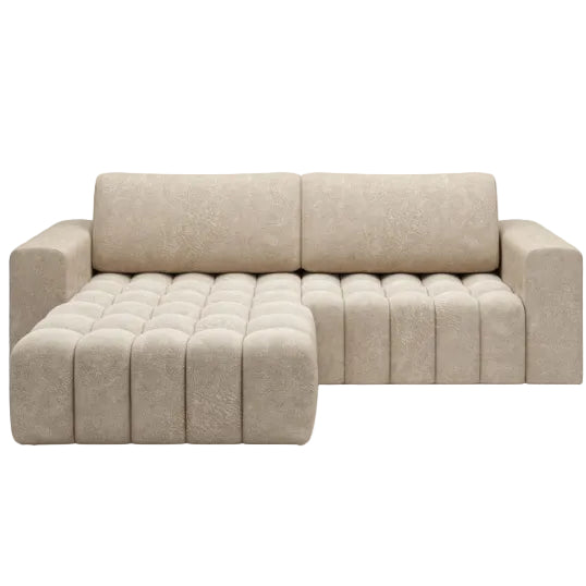 Canapé angle gauche BOZEN convertible coffre velours beige — photo produit