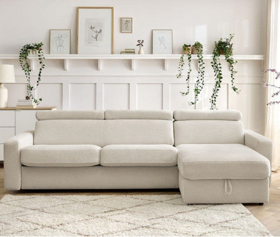 Canapé d'angle convertible BOBOCHIC Monaco beige 160 — photo produit