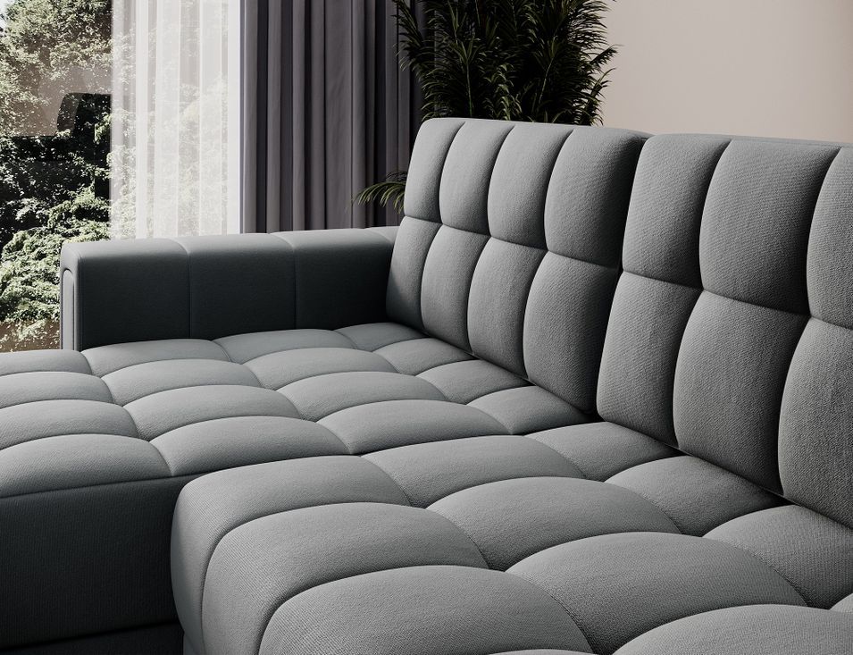 Canapé d'angle convertible LES TENDANCES Klumann en velours gris foncé — photo produit