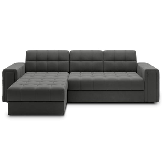 Canapé d'angle convertible LES TENDANCES Klumann en velours gris foncé — photo produit